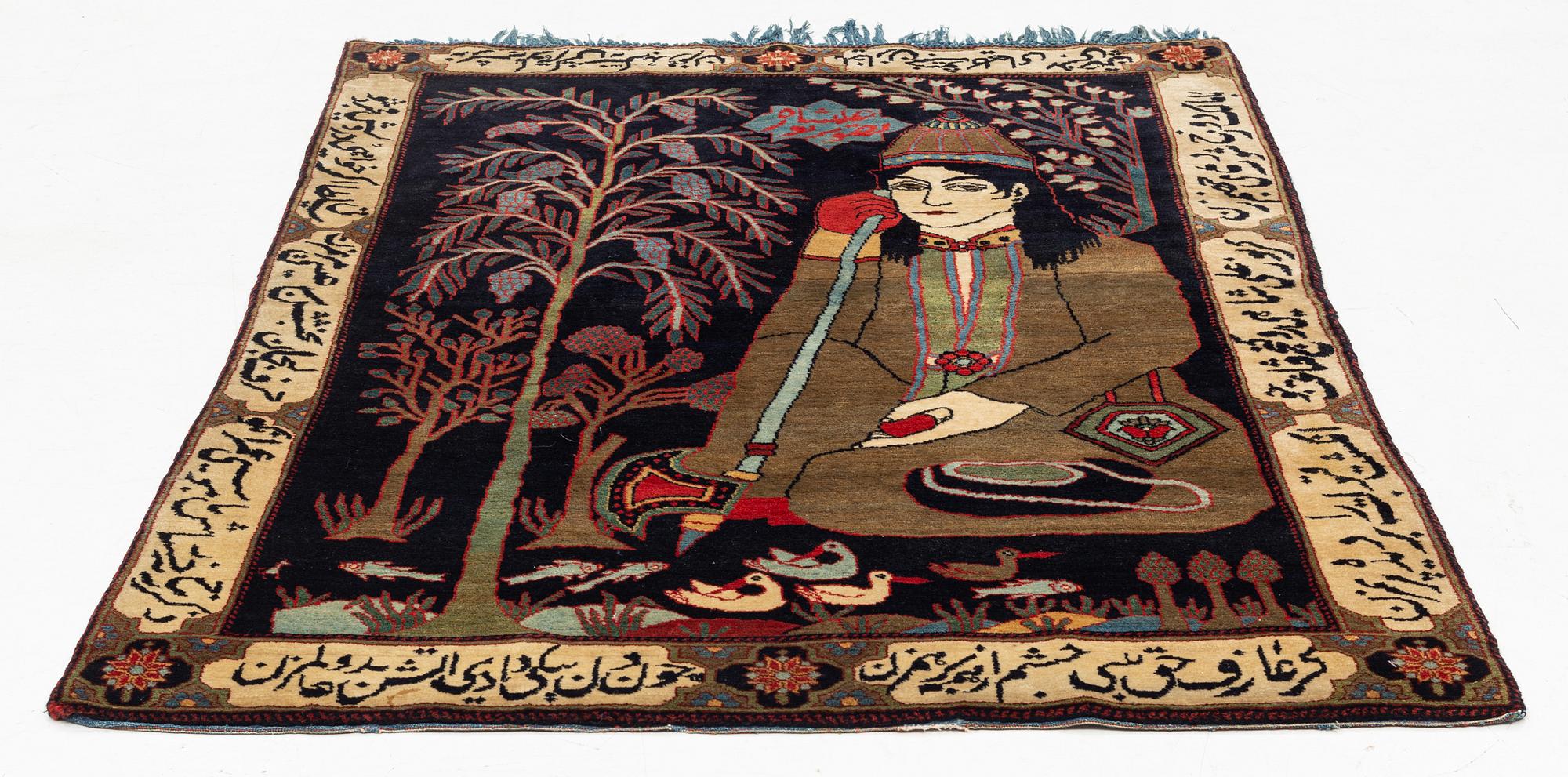 Matta, semiantik figural Nahavand, ca 190 x 135 cm.