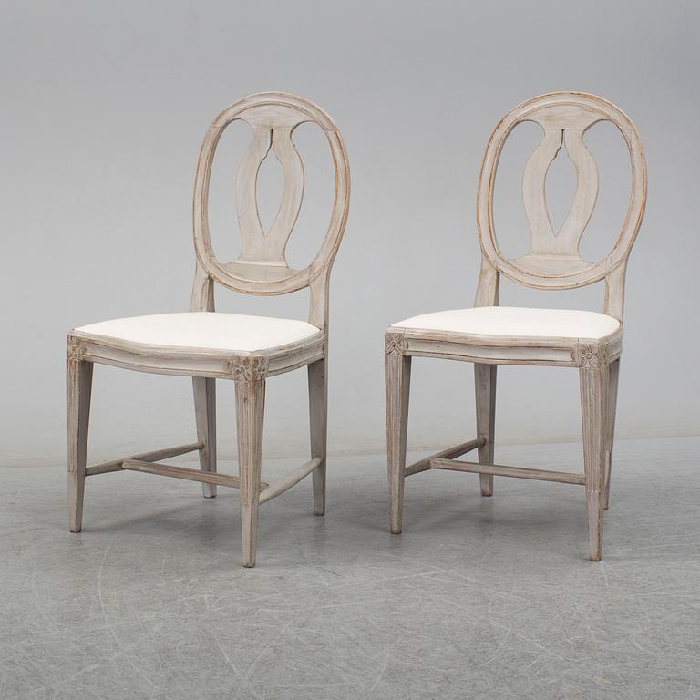 A pair of late Gustavian chairs from around year 1800.