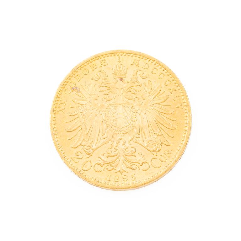 Gold coin, Austria-Hungary, 20 Corona, 1895.