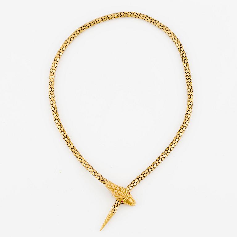 Necklace in the form of a snake, 18K gold, Italy, circa 1960s.