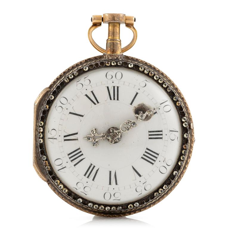 A gold and diamond pocket watch by Charles Le Roy (watchmaker in Paris 1733-71).