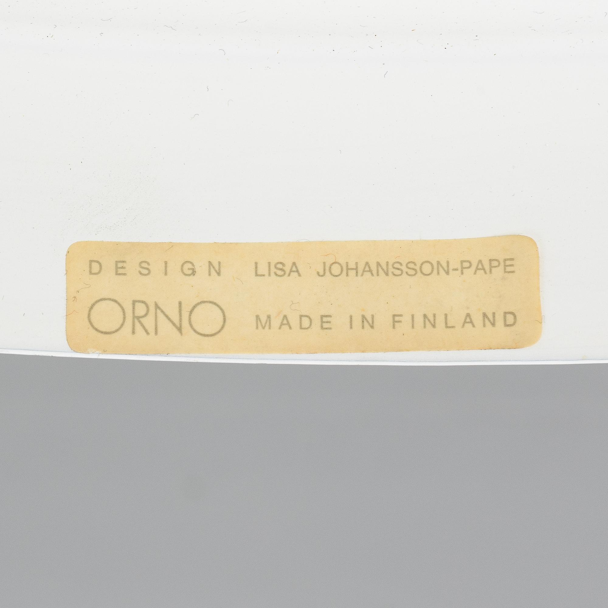 Lisa Johansson-Pape, taklampor, 3 st, modell 71-149 Stockmann Orno 1960-tal.