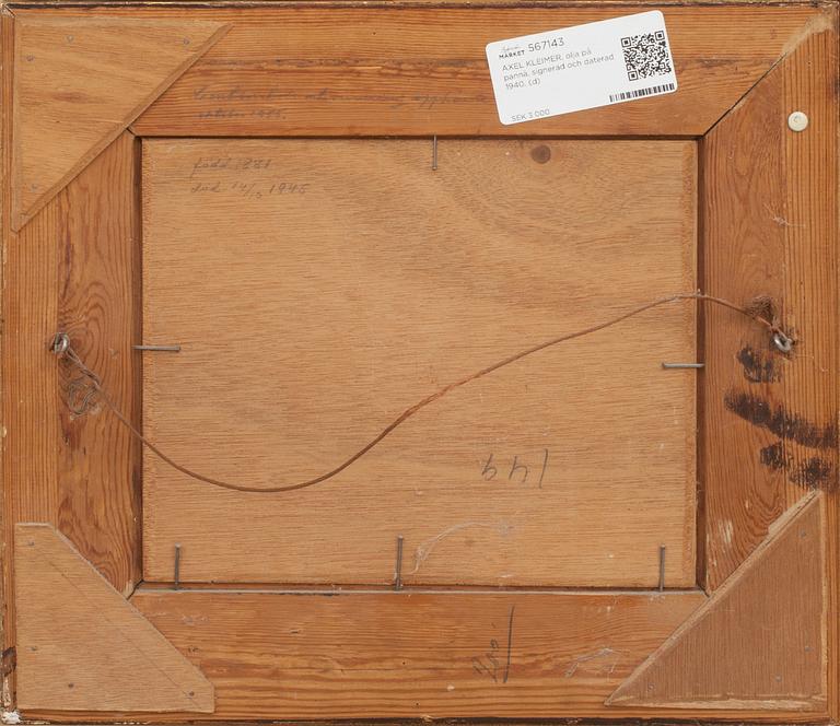 AXEL KLEIMER, olja på pannå, signerad och daterad 1940.