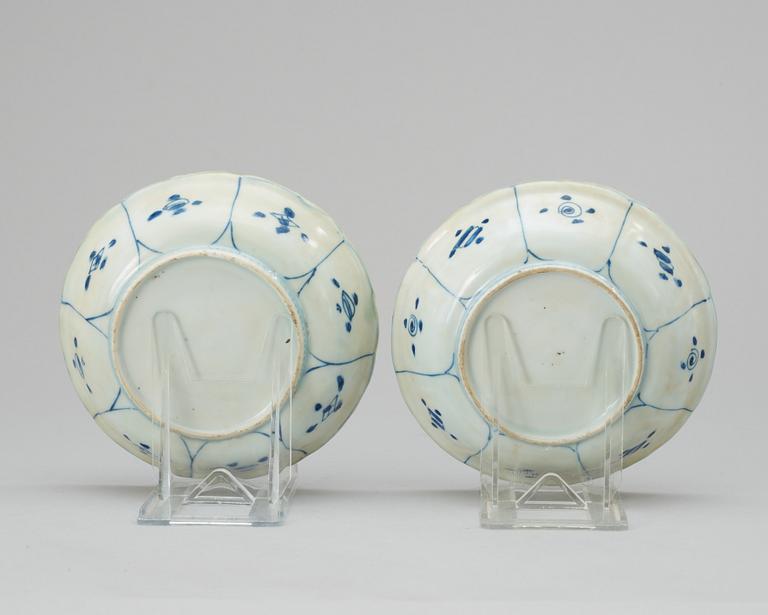 A set of two blue and white dishes, Ming dynasty.