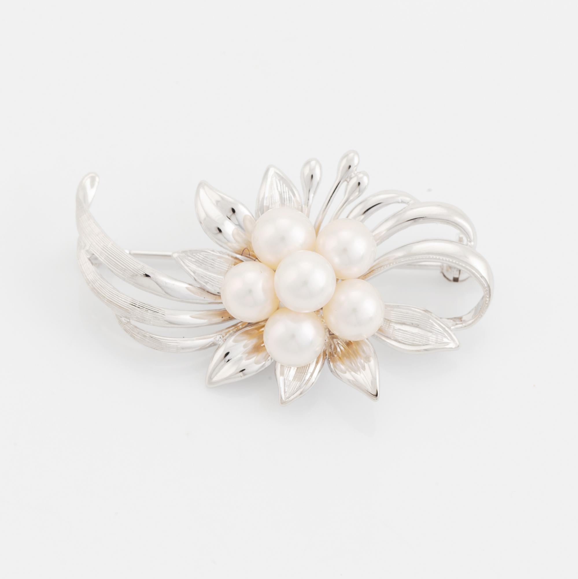 Silver and cultured pearl brooch.