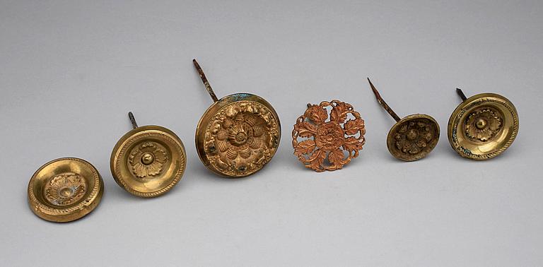 GARDINHÅLLARE, 6 st, 1800-tal.