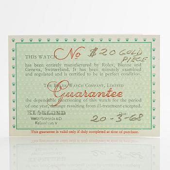 Rolex, "Coin Watch", "Twenty Dollars 1904", ca 1968.