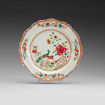 A set of ten european subject, "Double Peacock" dishes, Qing dynasty, Qianlong (1736-95).