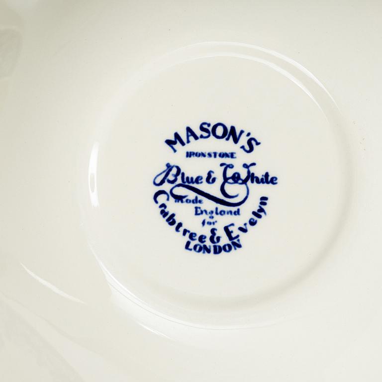 Servis, "Blue & White", 44 delar, flintgods, Mason's Crabtree & Evelyn, London, samtida.