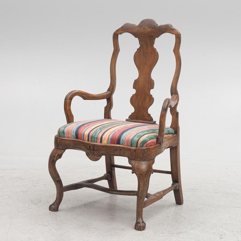 A roccoco armchair, 18th century.