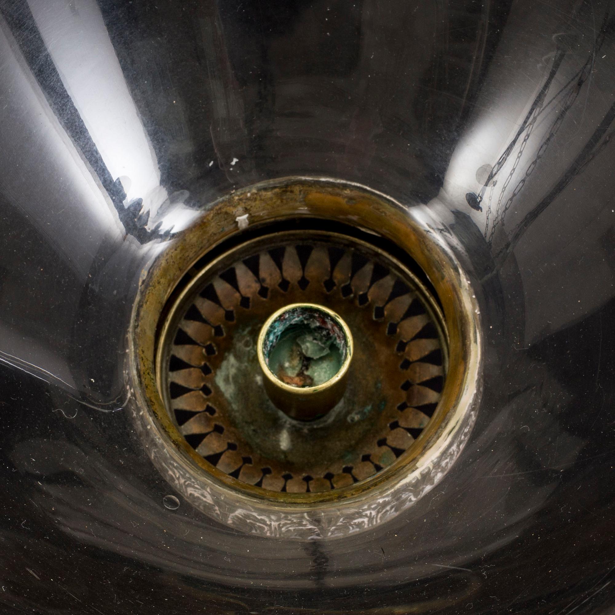 A 20th century glass ceiling light.