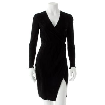 618. BALMAIN, a black suede dress.