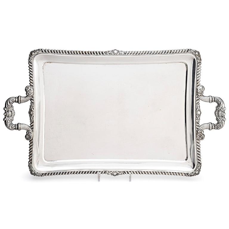 A German 20th century silver tray, 800/1000 silver.