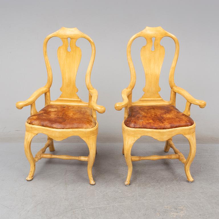 KARMSTOLAR, ett par, svensk senbarock, 1700-talets mitt.