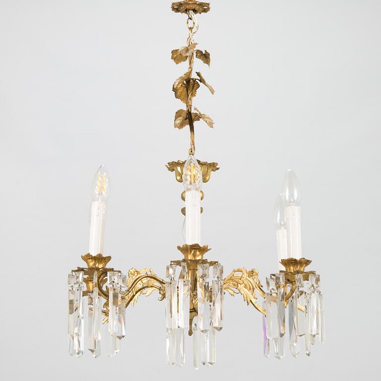 A chandelier with prisms, late 19th century.
