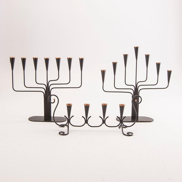 Gunnar Ander, a set of three metal candelabras for Ystad Metall.