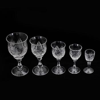 SERVISDELAR, 82 delar, glas, snarlika, omkring sekelskiftet 1900.