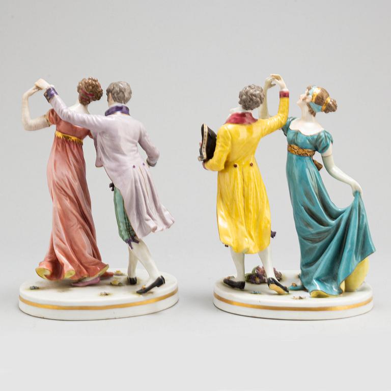 a set of two french porcelain figurines, around 1900.