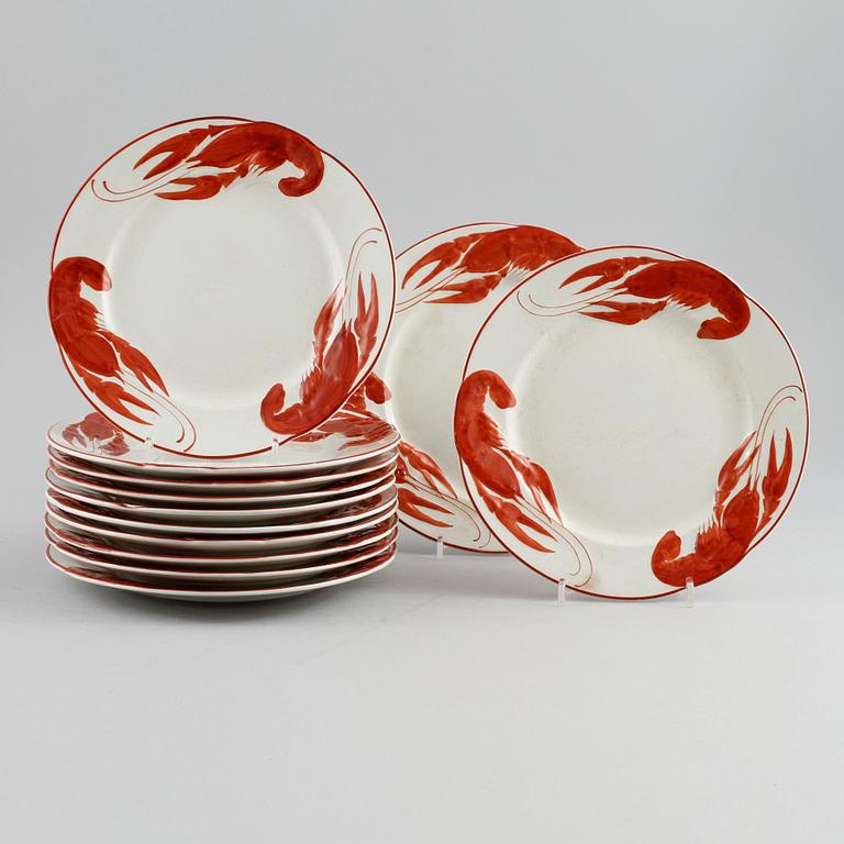 KRÄFTTALLRIKAR, 12 st, flintgods, Rörstrand, 1900-talets första hälft.