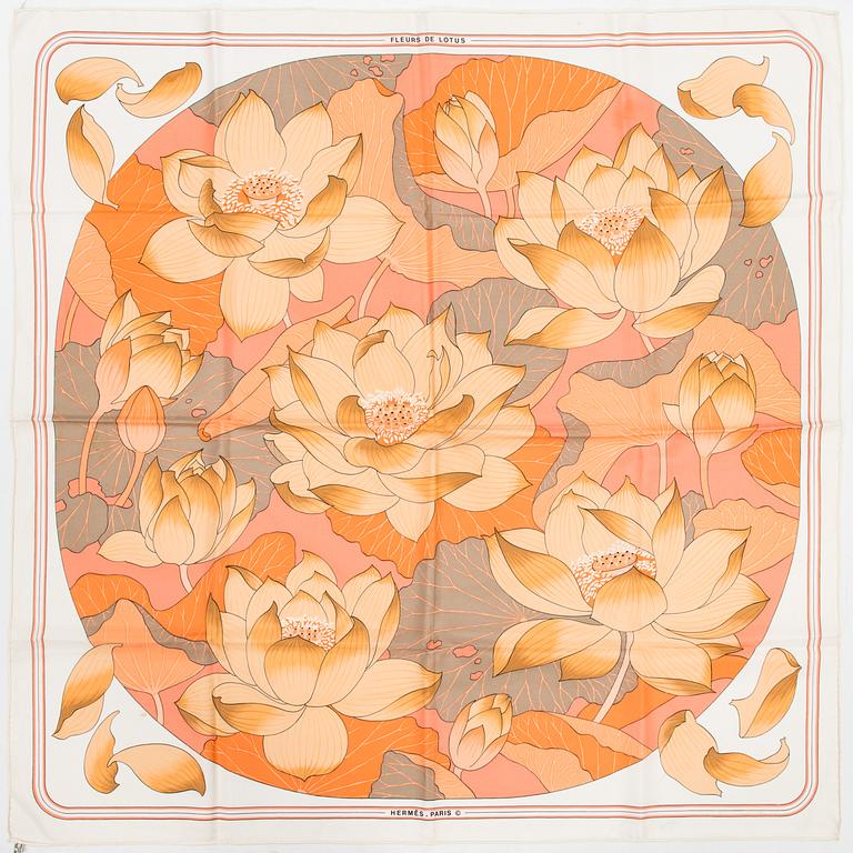 HERMÈS, Scarf, "Fleurs De Lotus".