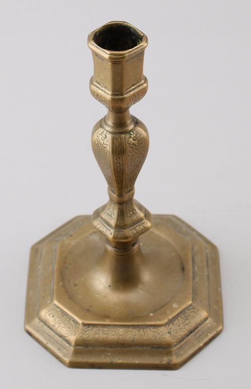 LJUSSTAKE, mässing, 1700-tal.