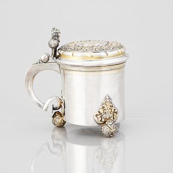 A Swedish 18th century parcel-gilt silver tankard, mark of Niclas Warneck, Karlstad 1751.