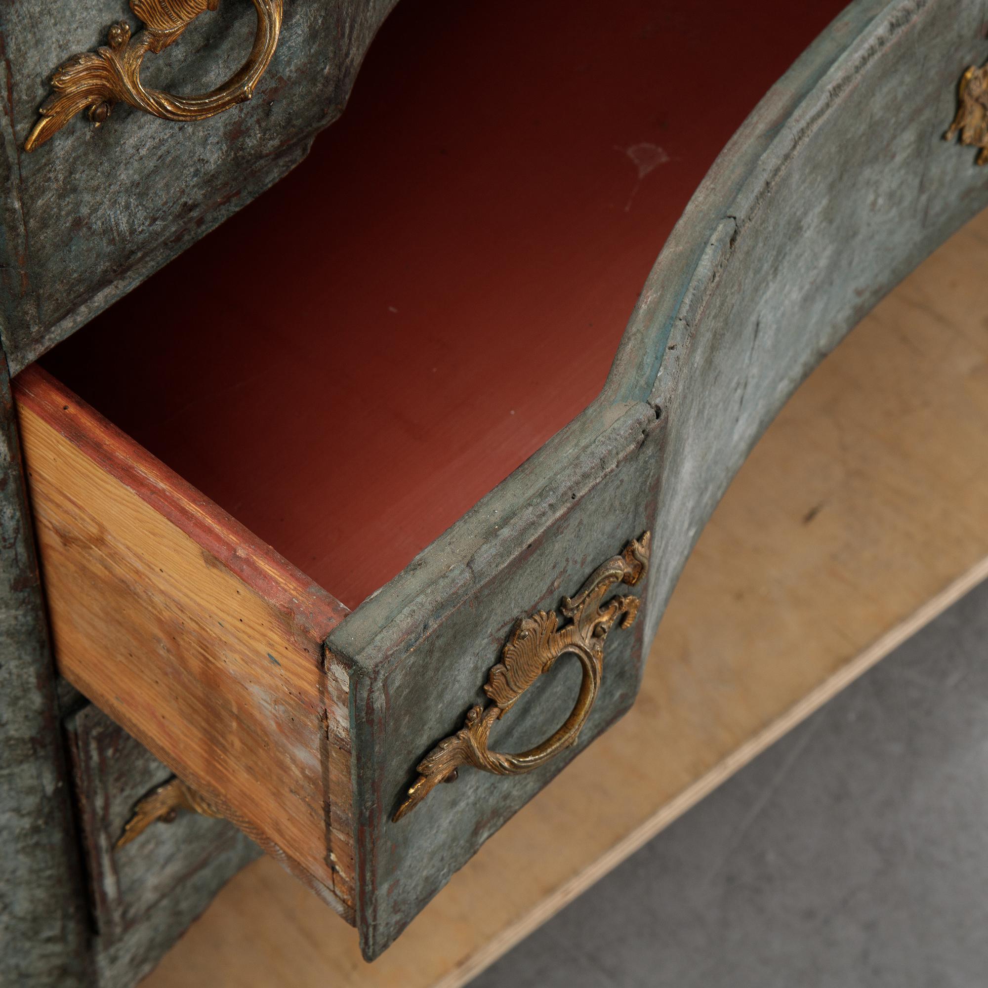 A baroque chest of drawers, 18th century.