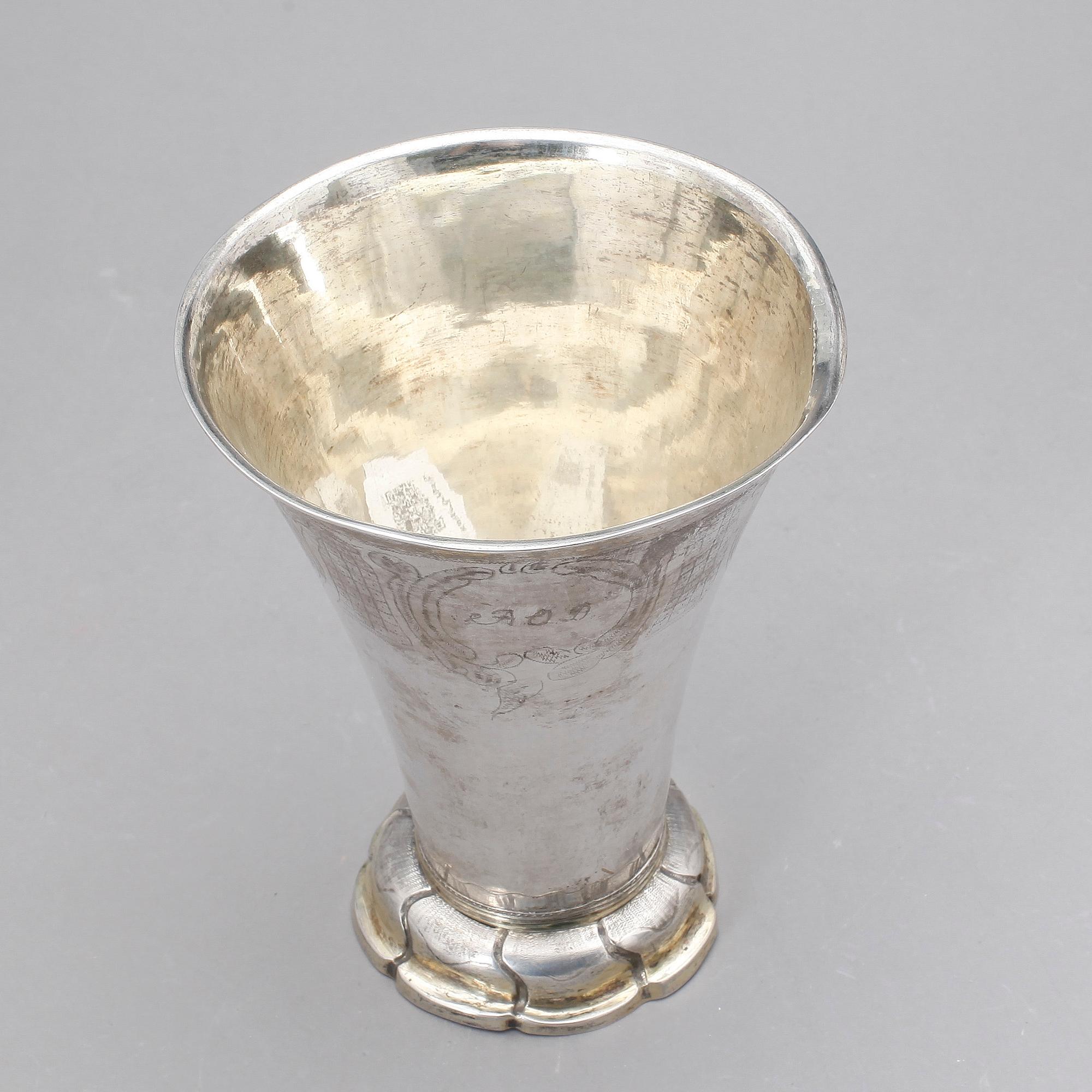 BÄGARE, silver Carl Fredrik Seseman, Arboga 1791. Vikt 486 gr.