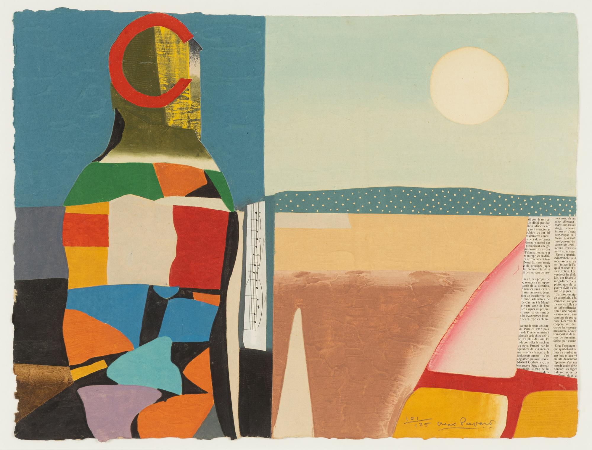 Max Papart, carborundum etchinf with collage, signed 101/125.