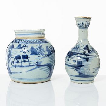 Jar and vase, porcelain, China, 19th century.