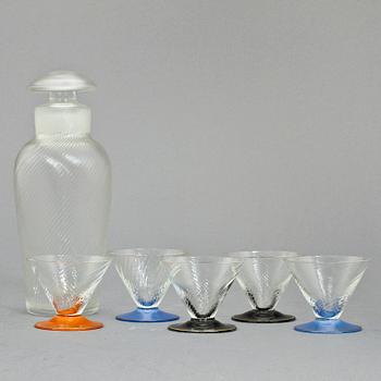 COCKTAILSET, 6 delar, glas, 1900-talets mitt.