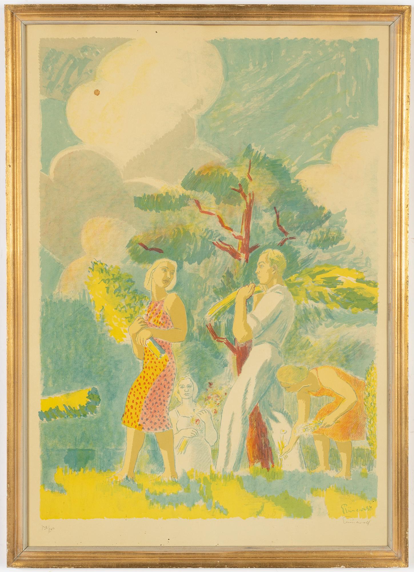 Isaac Grünewald, lithograph in colours, signed 138/200.