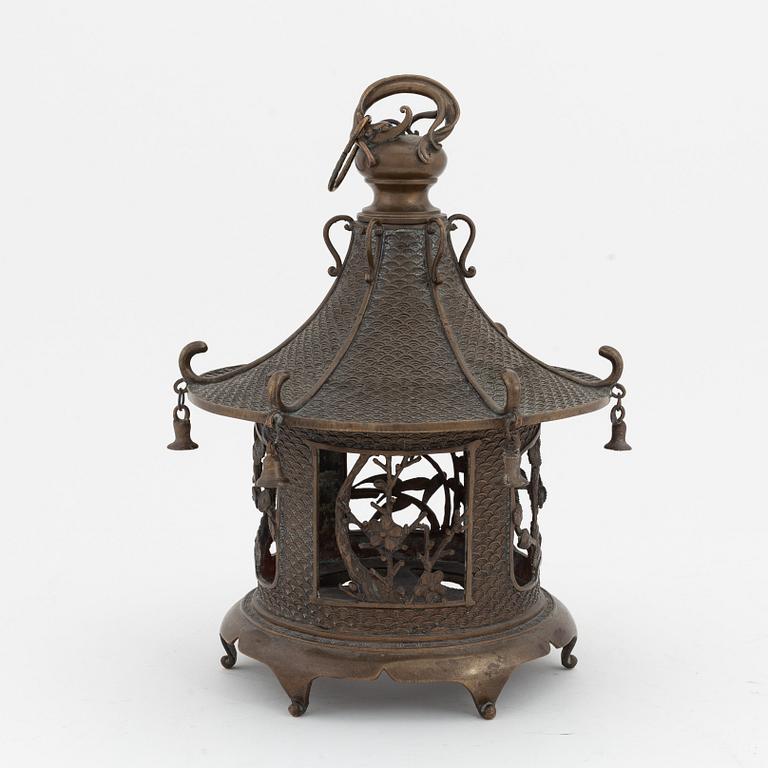 A Japanese 'Toro' bronze hanging lantern, early 20th Century.