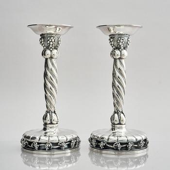 Georg Jensen, a pair of Danish sterling silver candlesticks, modell no 264, Copenhagen after 1945.