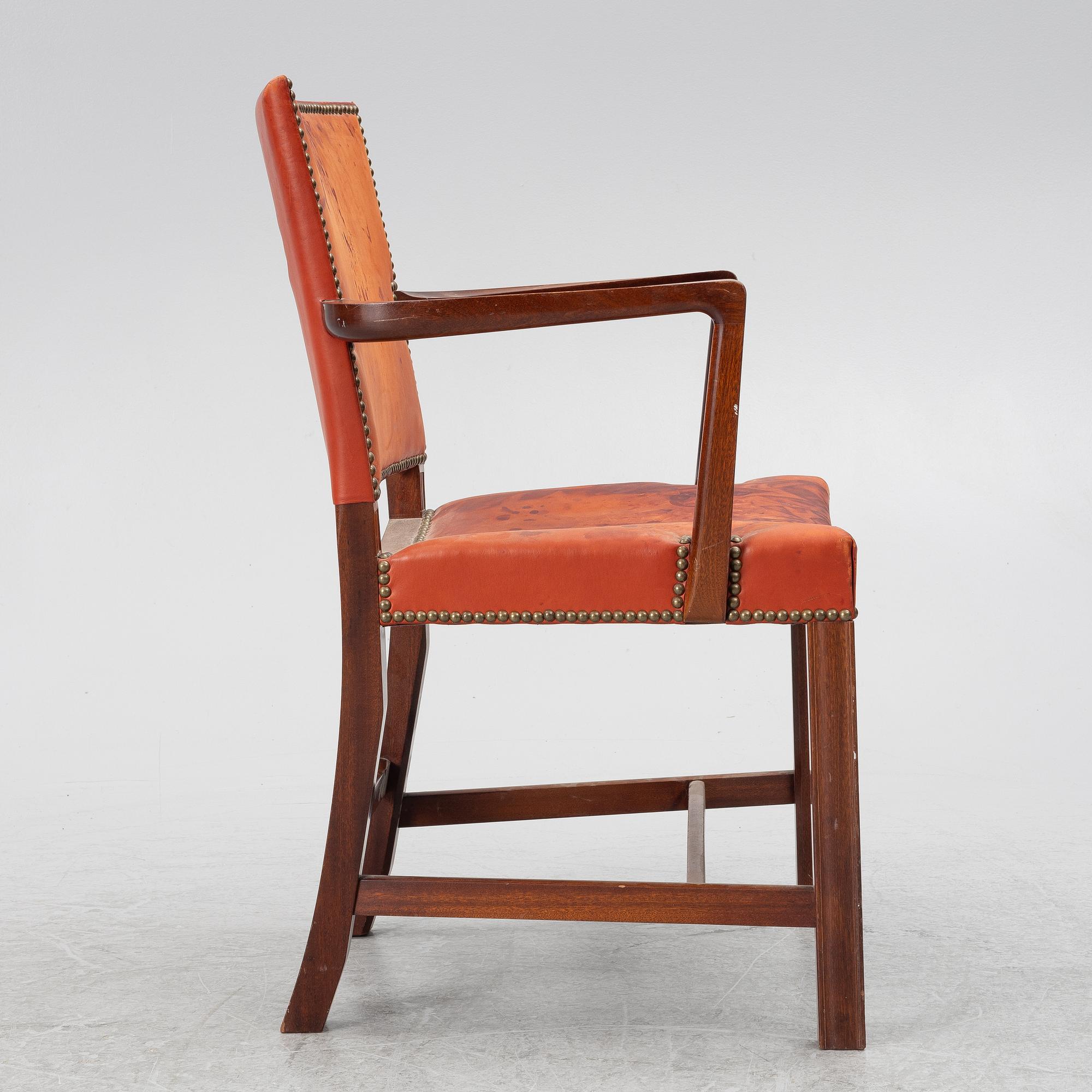 Kaare Klint, karmstol, modell 3758A, "The Red Chair", Rud. Rasmussen, Danmark, 1900-talets mitt.