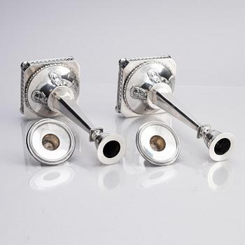 A pair of Swedish 18th century silver candlesticks, marks of Pehr Zethelius, Stockholm 1799.