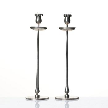 Josef Frank, a pair of pewter candlesticks, Svenskt Tenn, Stockholm 1952 and 1956.
