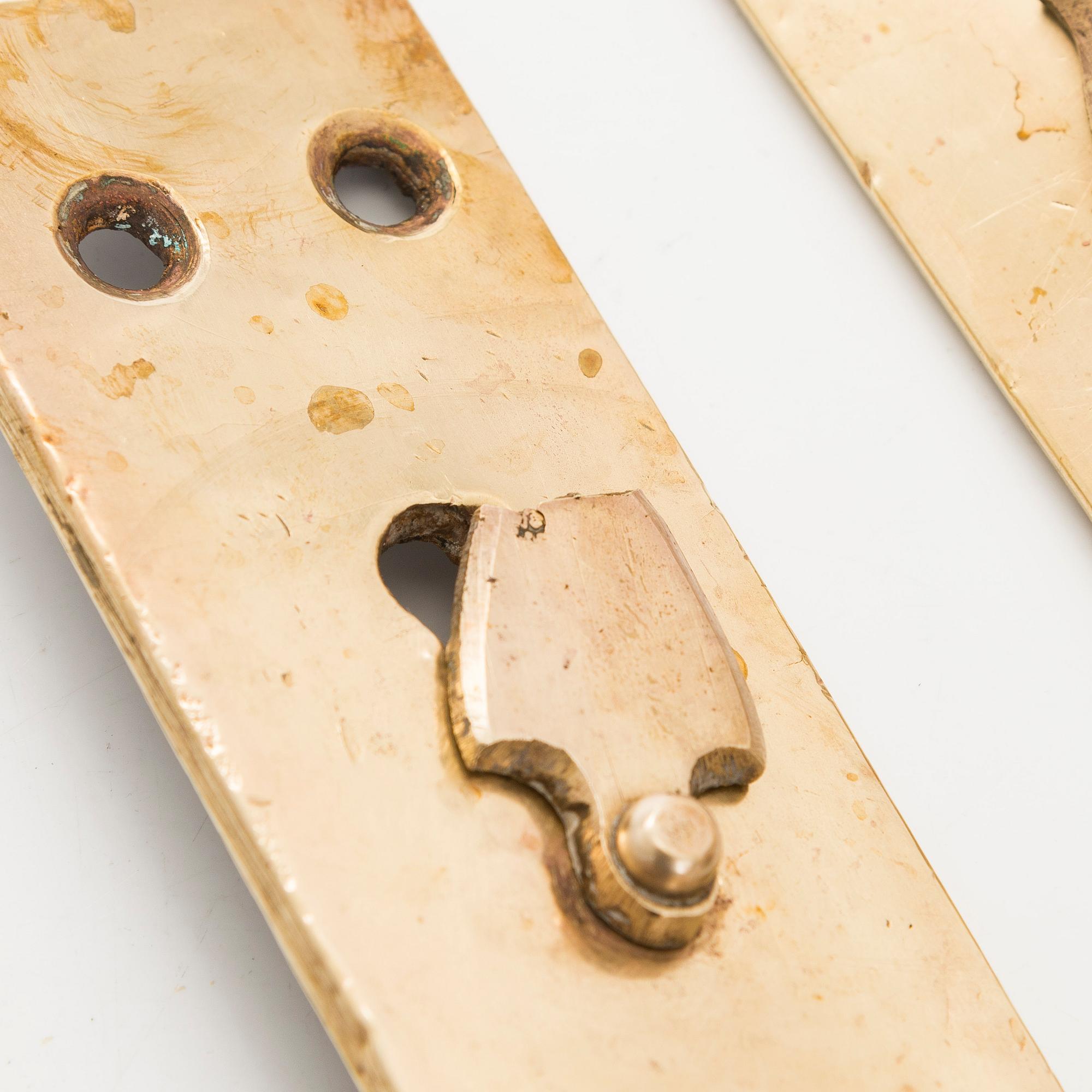 Door handles, 4 pairs, turn of the 20th century.