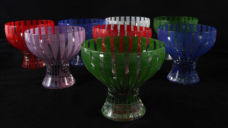 SERVISDELAR, 15 delar, glas, "Strict", Bengt Orup, Johansfors.