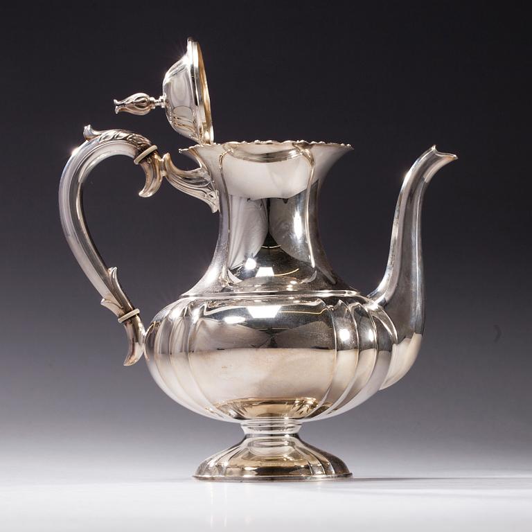 KAFFESERVIS, 3 delar, silver, Kultakeskus, Tavastehus 1969. Totalvikt ca 739 g.
