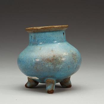 A Jun glazed tripod censer, Yuan dynasty (1279-1368).