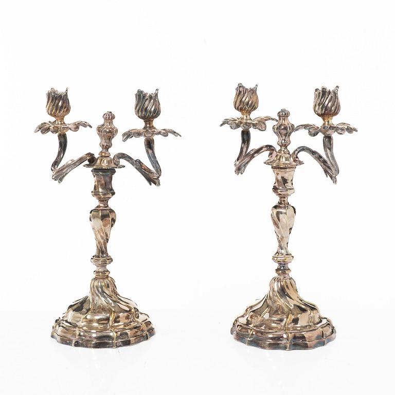 Candelabra, a pair, Rococo style, 20th century.