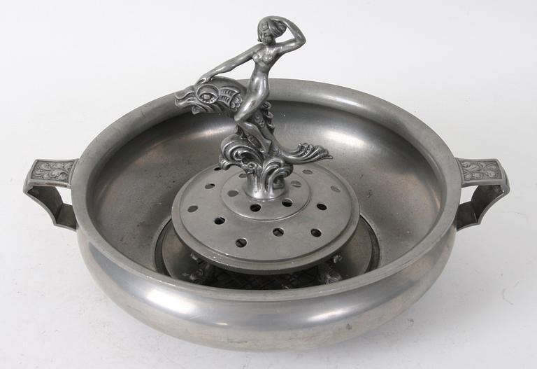 UPPSATSSKÅL/FLOWER FROG, tenn, Stockholm, 1930-tal.