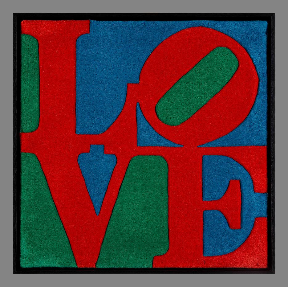 ROBERT INDIANA, INRAMAD MATTA. Chosen Love. Sign.R Indiana, numrerad 820/10.000 på tygetikett.