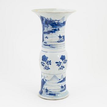 A Chinese blue and white vase, Qing dynasty, 18th Century.