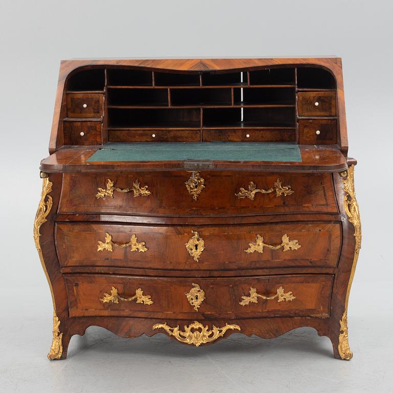 A North-European Louis XV parquetry and ormolu-mounted secretaire, mid 18th century.