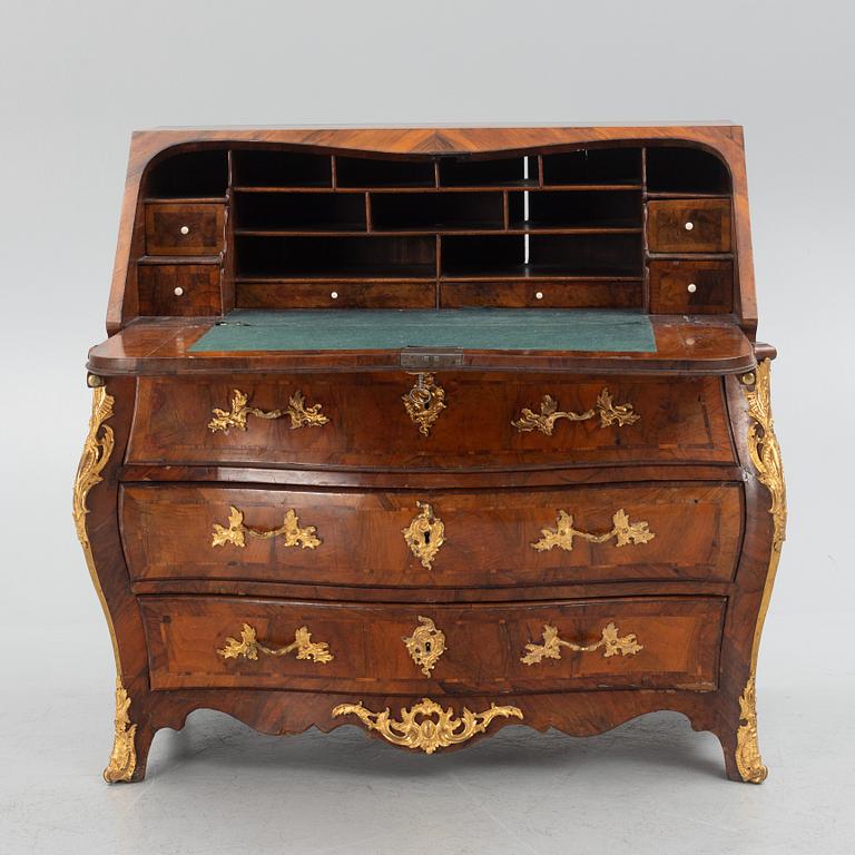 A North-European Louis XV parquetry and ormolu-mounted secretaire, mid 18th century.