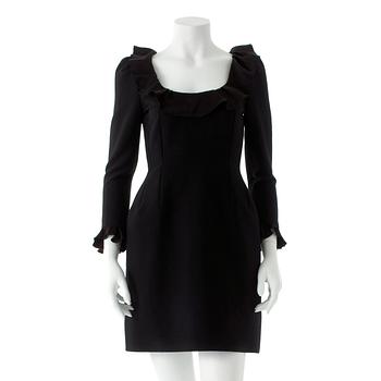 387. LANVIN, a black wool blend dress with ruffles.