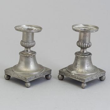 CANDLESTICKS, a pair, pewter, swedish, probably first half of the 19th century.