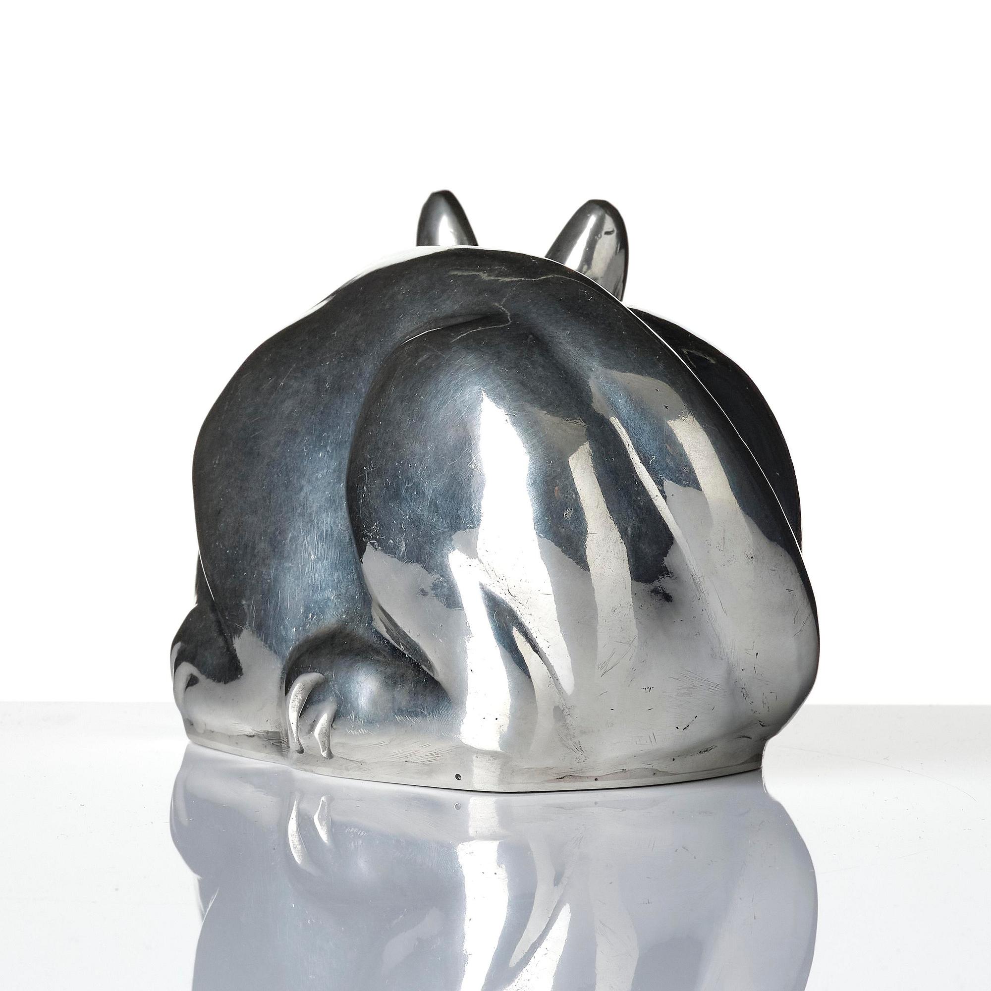 Estrid Ericson, a pewter sculpture of a Siamese cat, Firma Svenskt Tenn, Stockholm, 1968.
